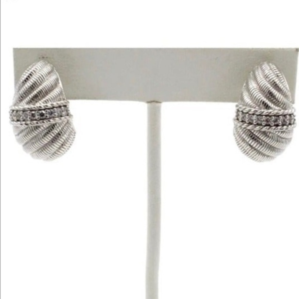 Judith Ripka cubic zirconia sterling silver clip on